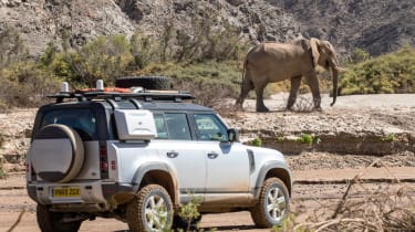 Land Rover Defender SUV elephant safari