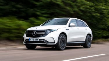 Mercedes EQC SUV front 3/4 driving