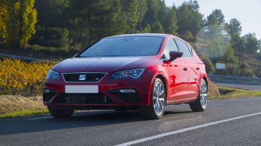 Red SEAT Leon FR driving