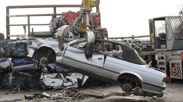 Written off cars scrap yard