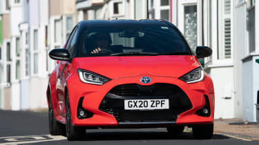 Toyota Yaris Hybrid front urban driving