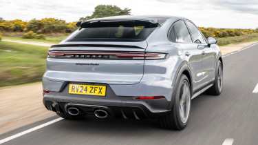 Porsche Cayenne Coupe Turbo E-Hybrid rear quarter dynamic