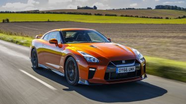 Nissan GT-R coupe front 3/4 tracking