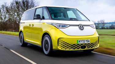 Volkswagen ID. Buzz Carbuyer front quarter driving