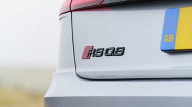 Audi RS Q8 SUV - rear badge close up 
