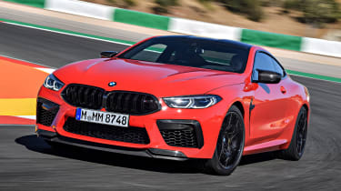 BMW M8 Competition coupe front 3/4 cornering