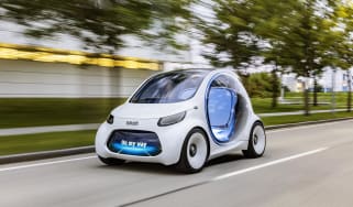 The Smart Vision EQ ForTwo is an electric concept car that showcases the brand&#039;s autonomous future