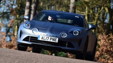 Alpine A110S cornering - front view